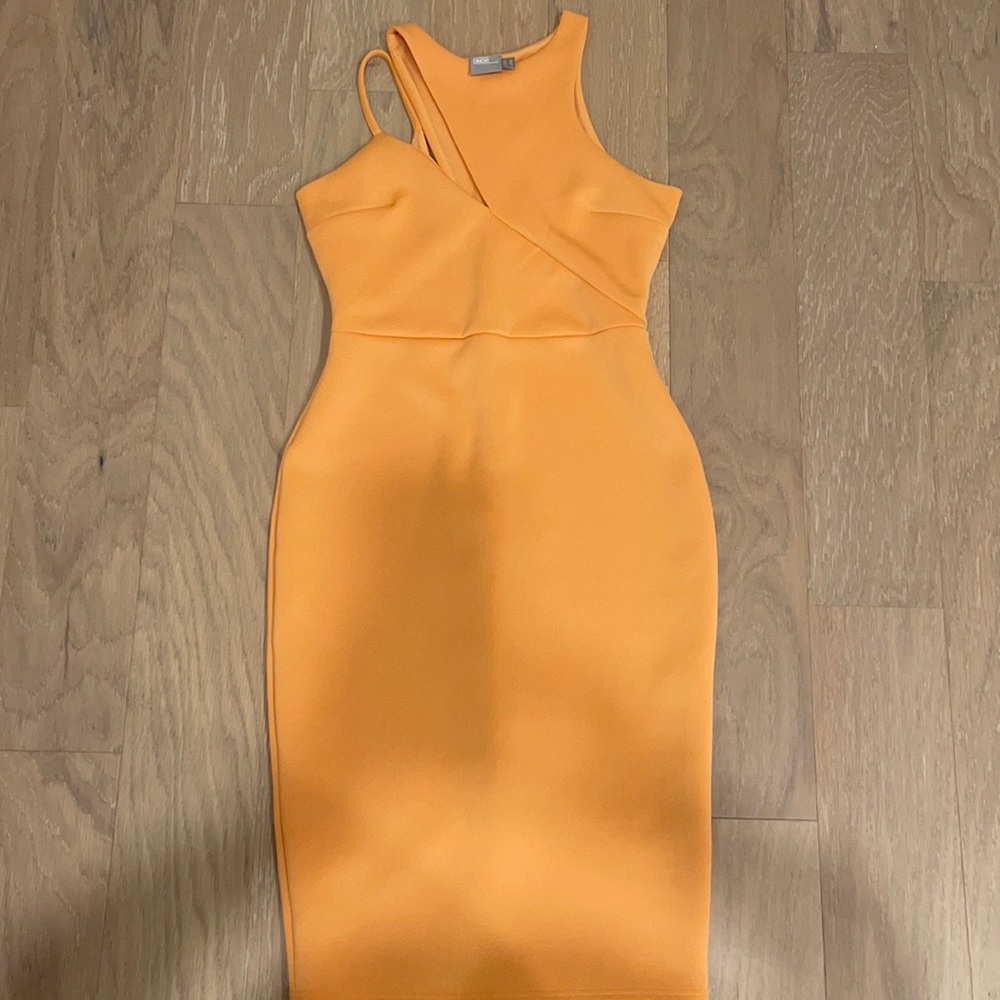 ASOS Orange zipper midi dress